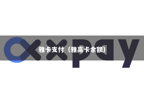 雅卡支付(雅高卡余额)