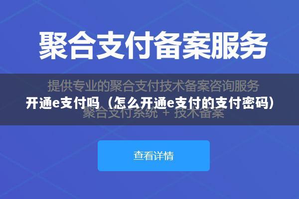 开通e支付吗(怎么开通e支付的支付密码)